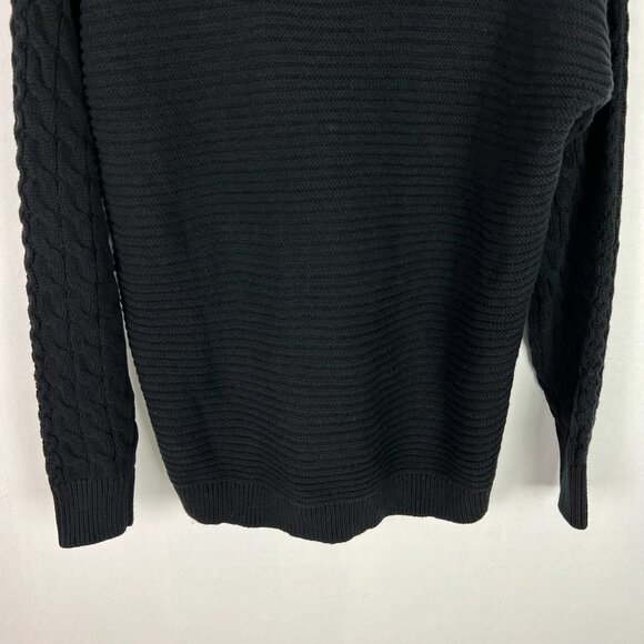 NWT Caslon Cable Knit Sleeve V-Neck Ribbed Sweater In Black Size XS NEW - Picture 10 of 10